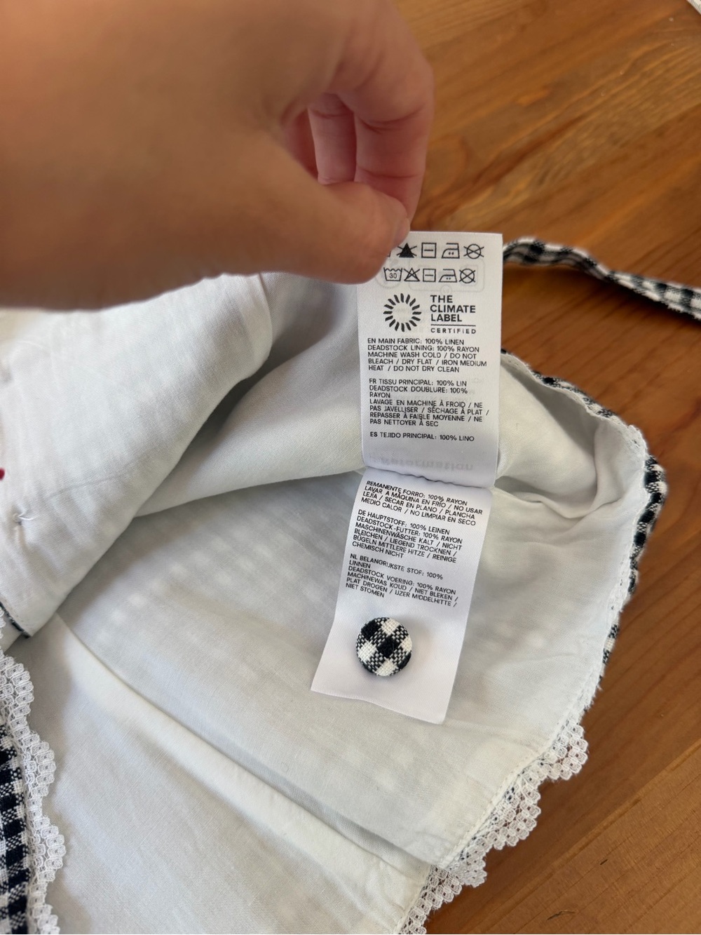 Reformation Amela Linen Top in Remy Check - Picture 9 of 12